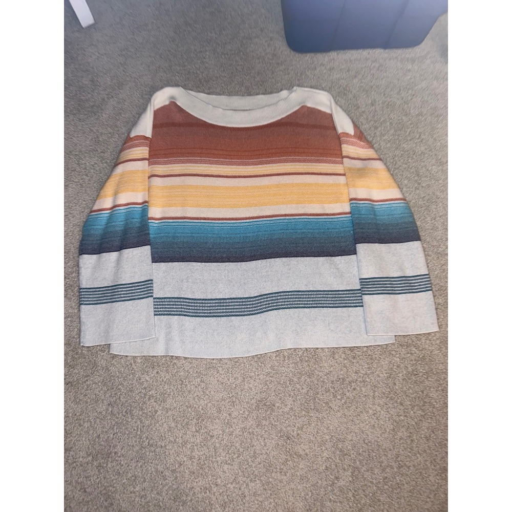 John Paul Richard Womens Large Striped Knit Sweater Boat Neck Sunset Colors